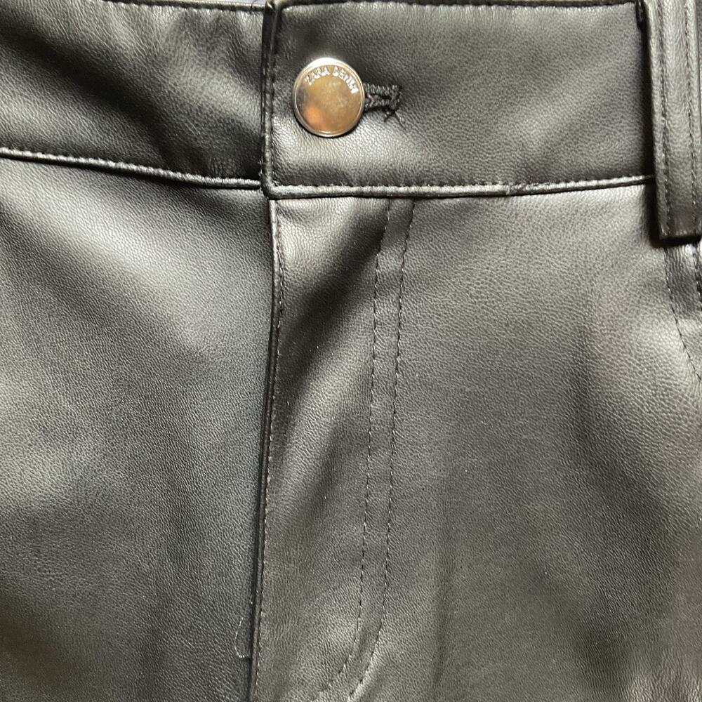 ZARA Pants Black High Rise Straight Leg Faux Leather Size 2 Night out Party - Picture 8 of 9